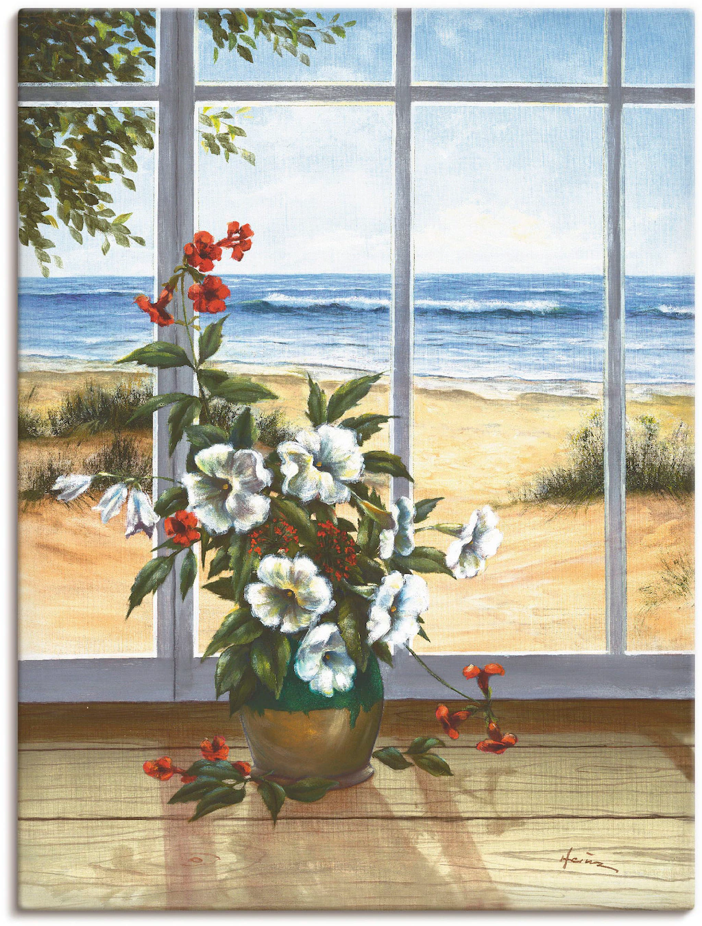 Artland Wandbild "Meerblick", Fensterblick, (1 St.), als Leinwandbild, Post günstig online kaufen