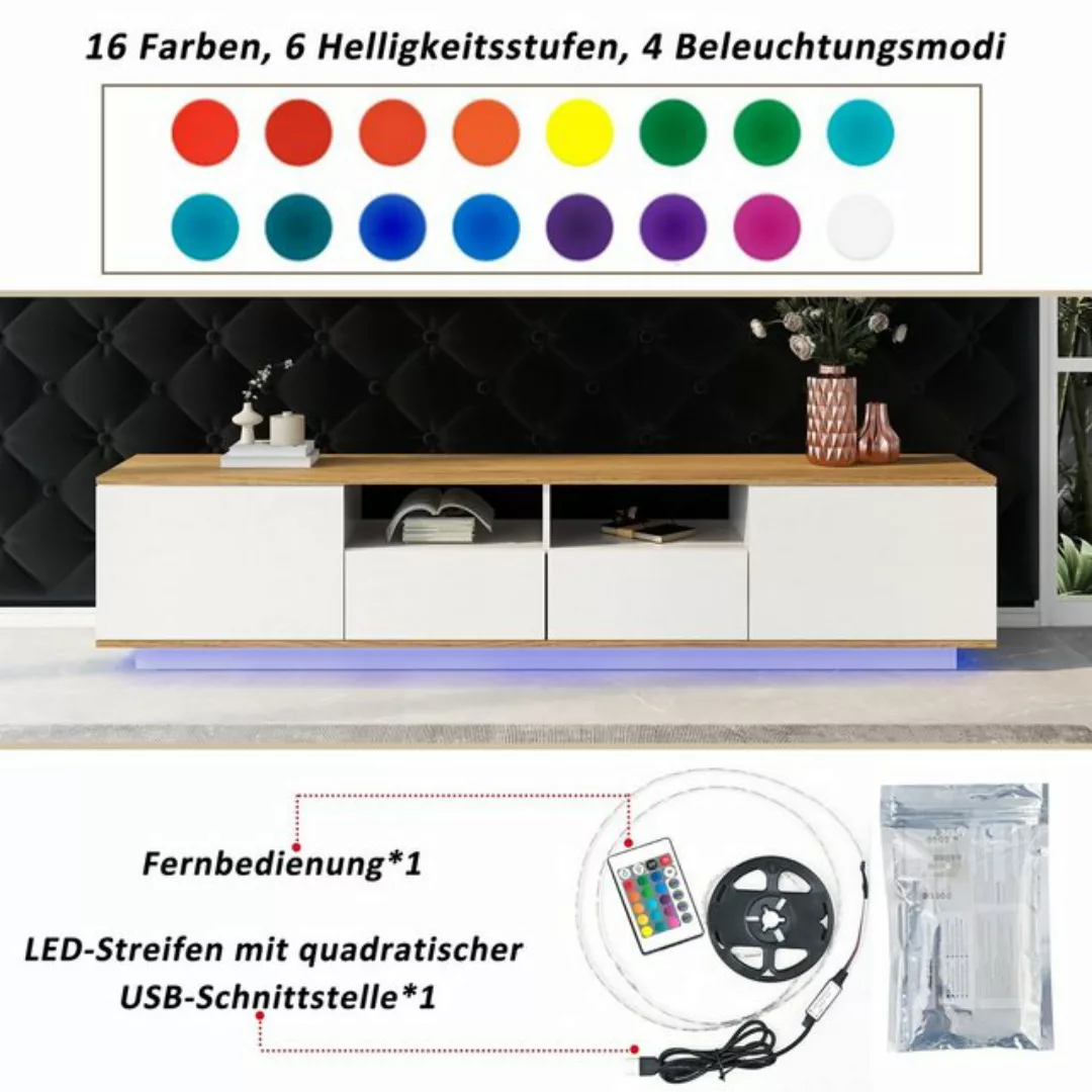 HAUSS SPLOE TV-Schrank 180 cm bis zu 80-Zoll Fernseher mit LED Lichter (TV- günstig online kaufen