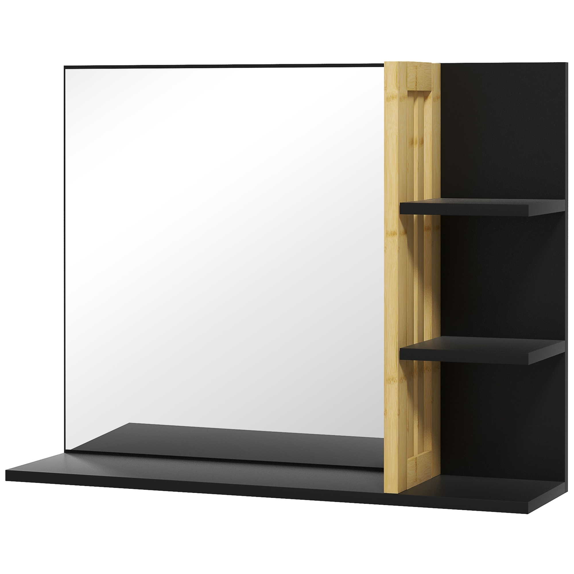 HOMCOM Wandspiegel für Badezimmer mit Regalen - 3 seitliche Regale + 1 unte günstig online kaufen
