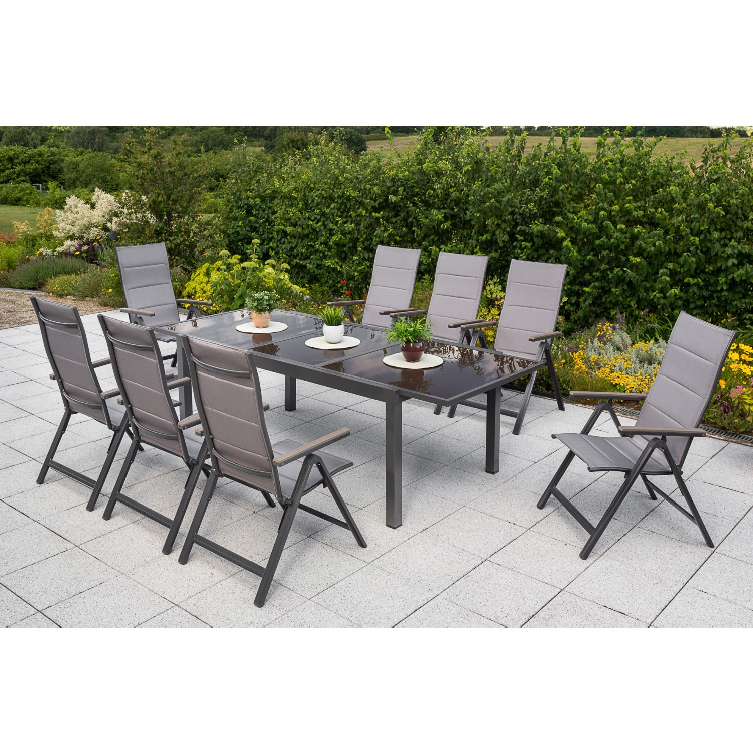 Merxx Trivero Set 9-tlg. 8 Klappsessel Gartentisch Ausziehbar 140 (200) x 9 günstig online kaufen