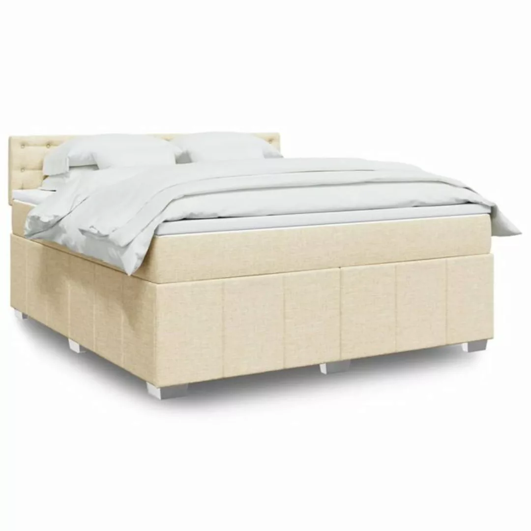 vidaXL Boxspringbett, Boxspringbett mit Matratze Creme 180x200 cm Stoff günstig online kaufen