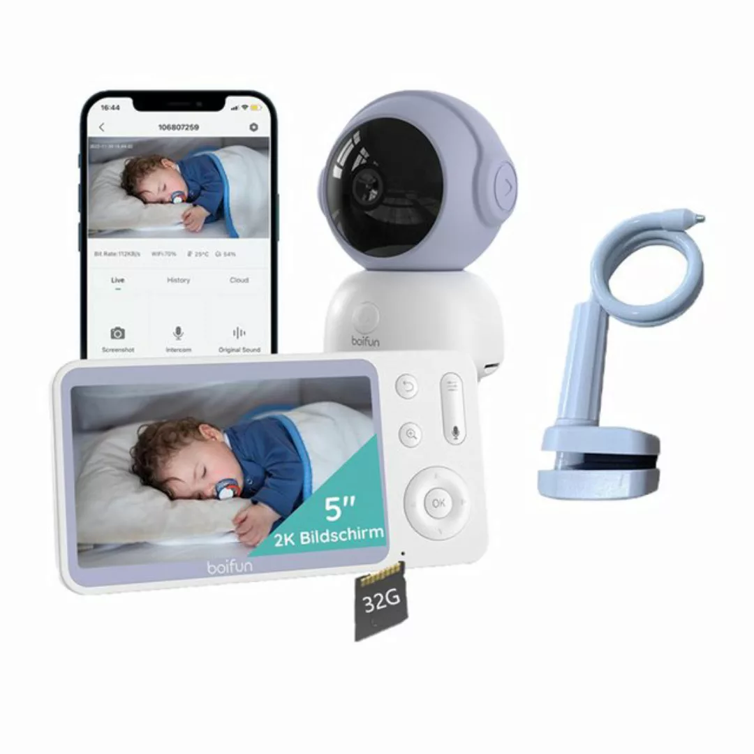 Boifun Babyphone 5" Babyphone mit Kamera und App 2K/3MP PTZ 345°/65° mit Ha günstig online kaufen