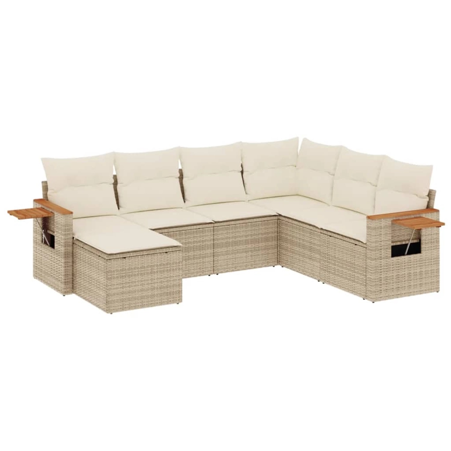 vidaXL 7-Tlg Garten-Sofagarnitur mit Kissen Beige Poly Rattan 3227045 günstig online kaufen