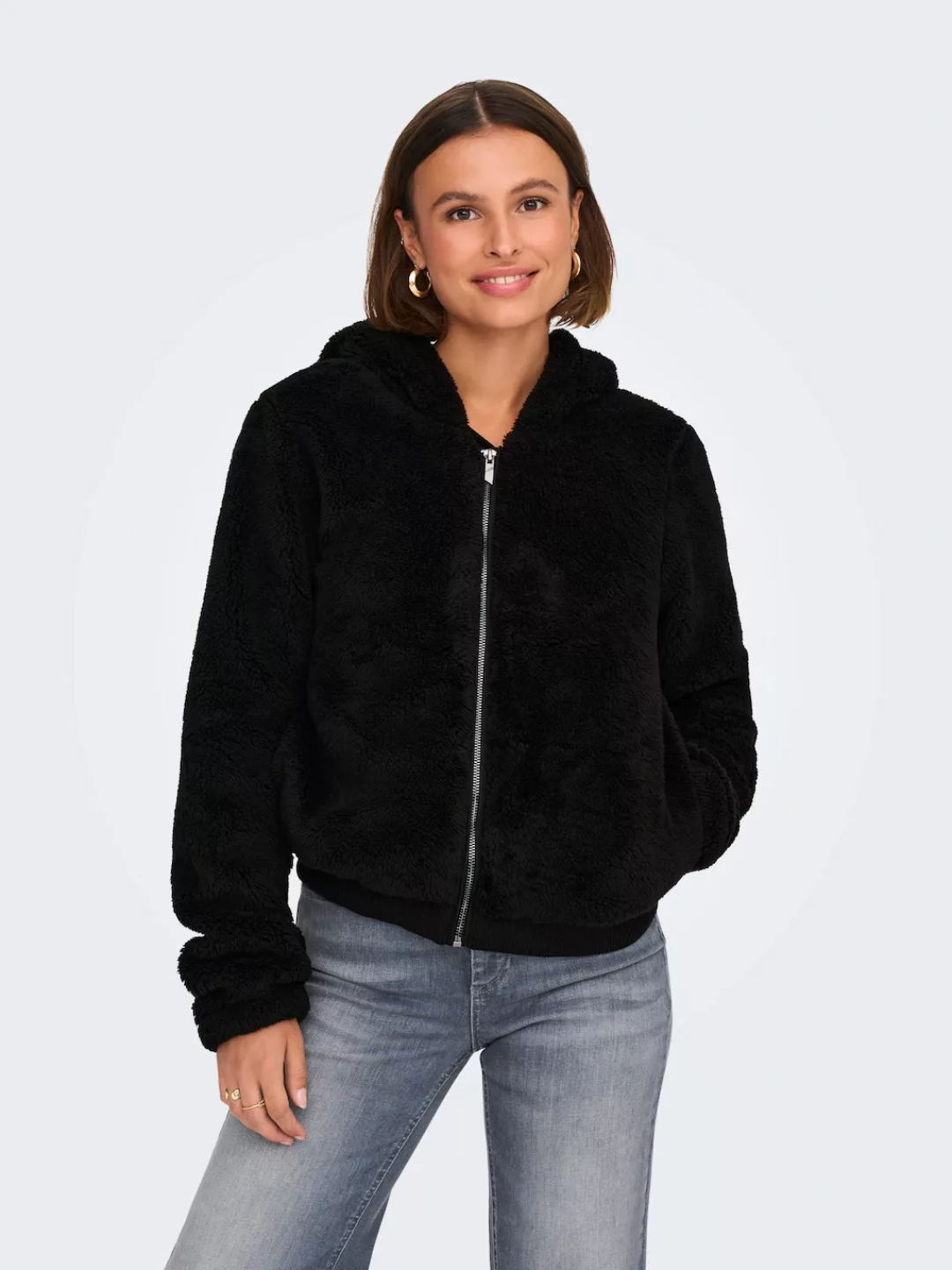 ONLY Kapuzenplüschjacke "ONLNEWANNA CONTACT SHERPA JKT OTW NOOS", mit Kapuz günstig online kaufen