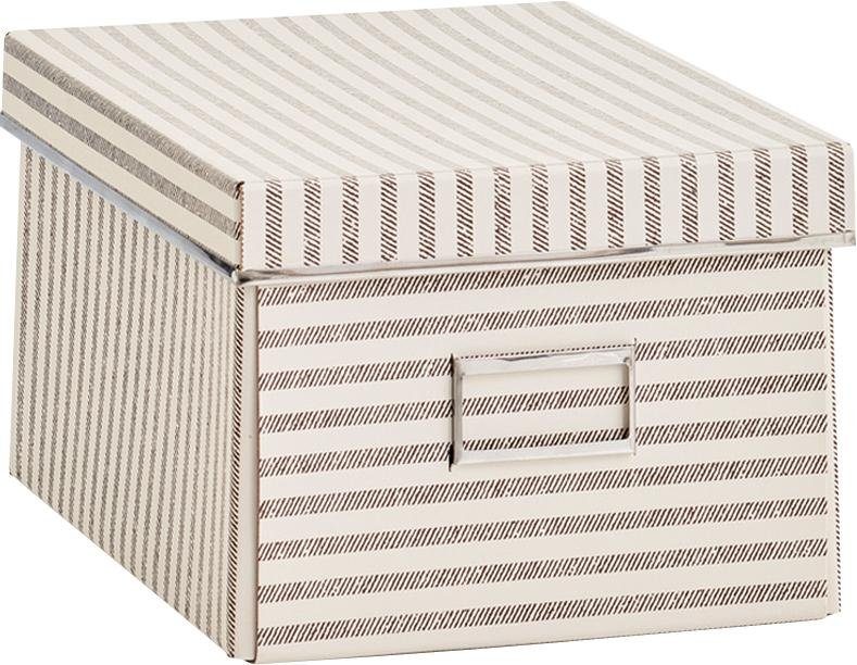 Zeller Present Aufbewahrungsbox "Stripes", Pappe, beige günstig online kaufen