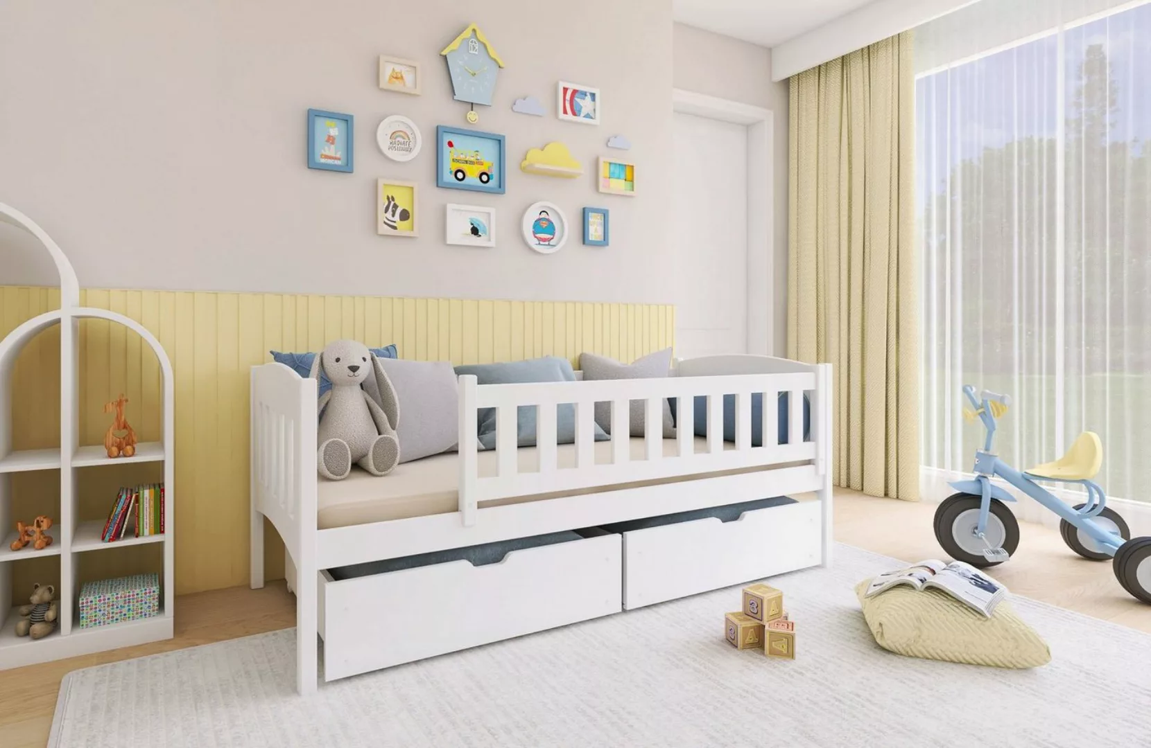 Horten Kinderbett Kinderbett Düsseldorf mit Rausfallschutz und Schubladen ( günstig online kaufen