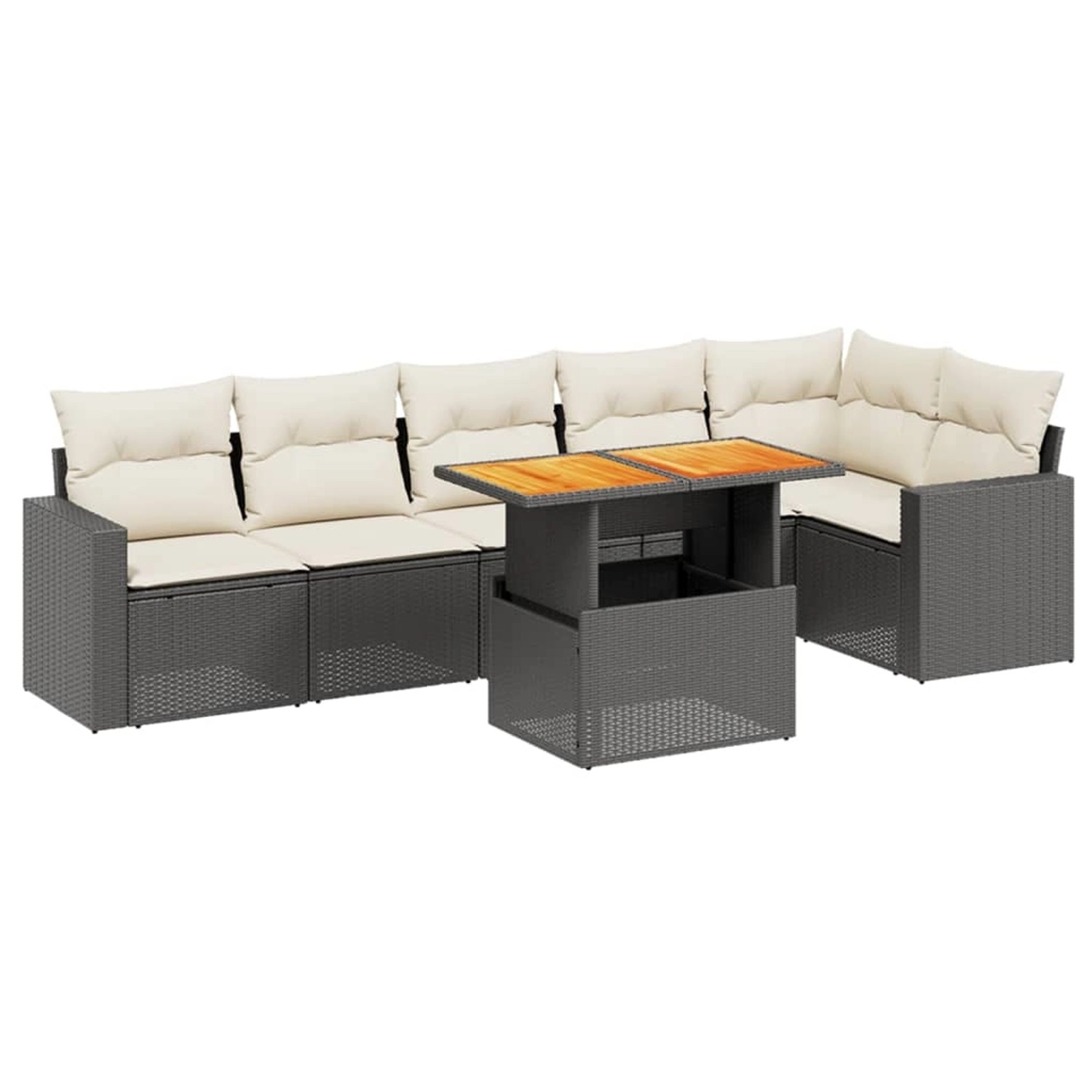 vidaXL 7-Tlg Garten-Sofagarnitur mit Kissen Schwarz Poly Rattan 3271322 günstig online kaufen