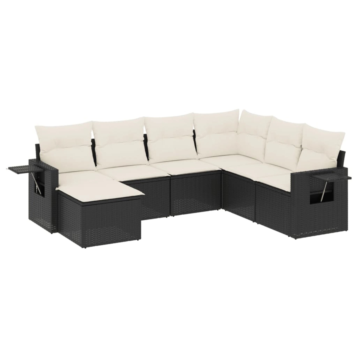 vidaXL 7-tlg Garten-Sofagarnitur mit Kissen Schwarz Poly Rattan Modell 190 günstig online kaufen