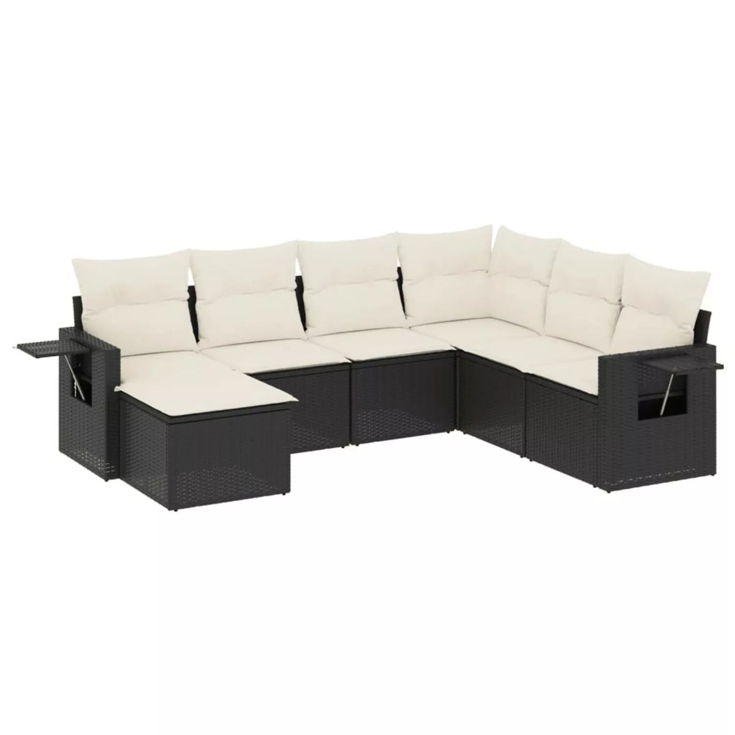 vidaXL 7-tlg Garten-Sofagarnitur mit Kissen Schwarz Poly Rattan Modell 190 günstig online kaufen