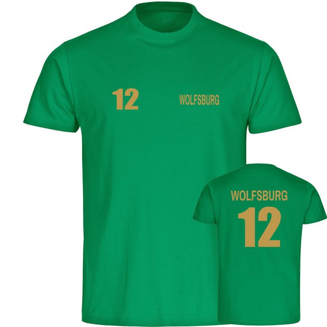 multifanshop T-Shirt Herren Wolfsburg - Trikot Nummer 12 gold - Männer günstig online kaufen