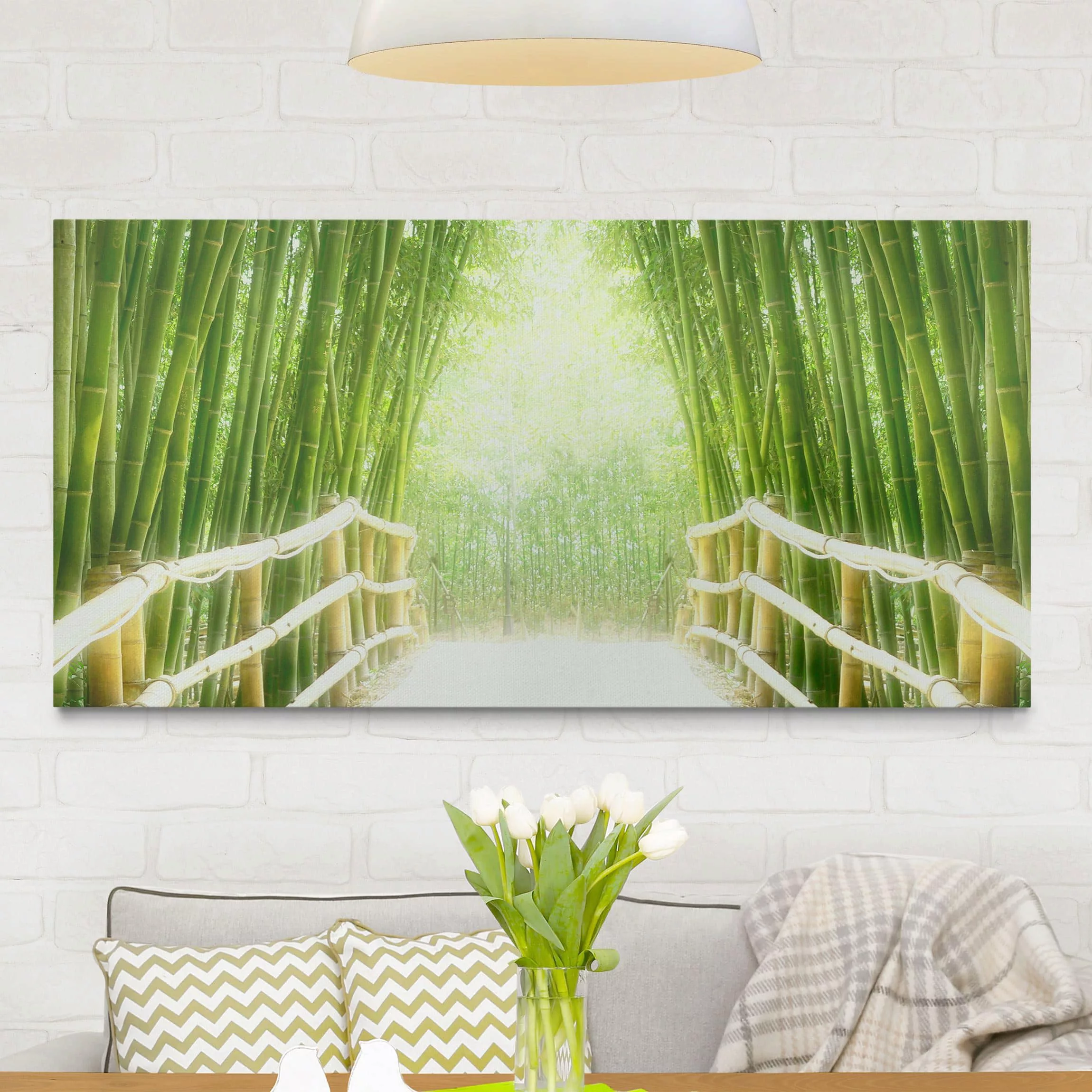 Leinwandbild Bambus - Querformat Bamboo Way günstig online kaufen