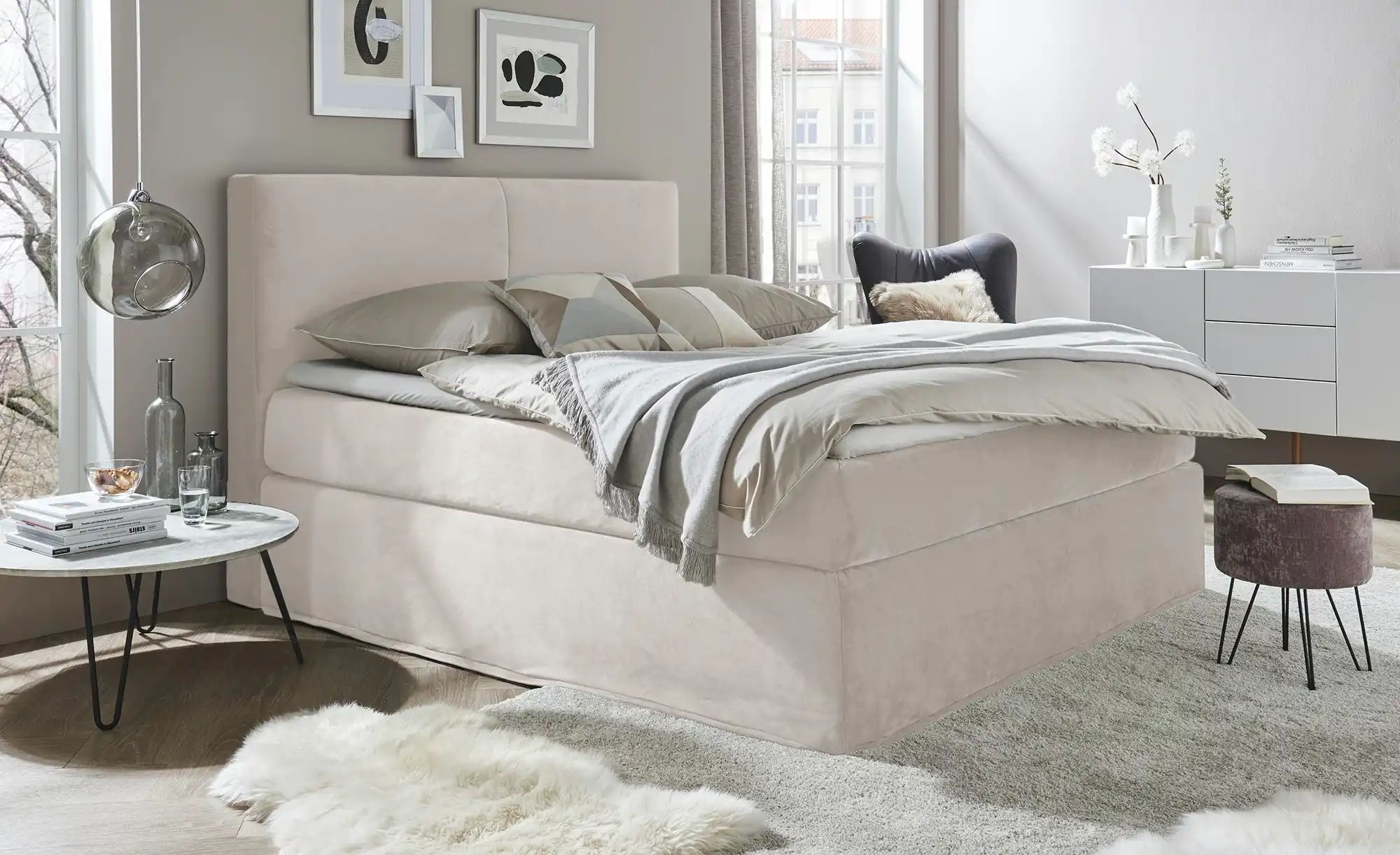 Boxi Boxspringbett mit trendigem Keder Boxi ¦ beige ¦ Maße (cm): B: 160 H: günstig online kaufen