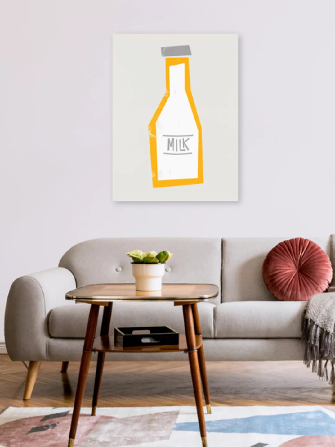 Poster / Leinwandbild - Mid Century Milk Bottle günstig online kaufen