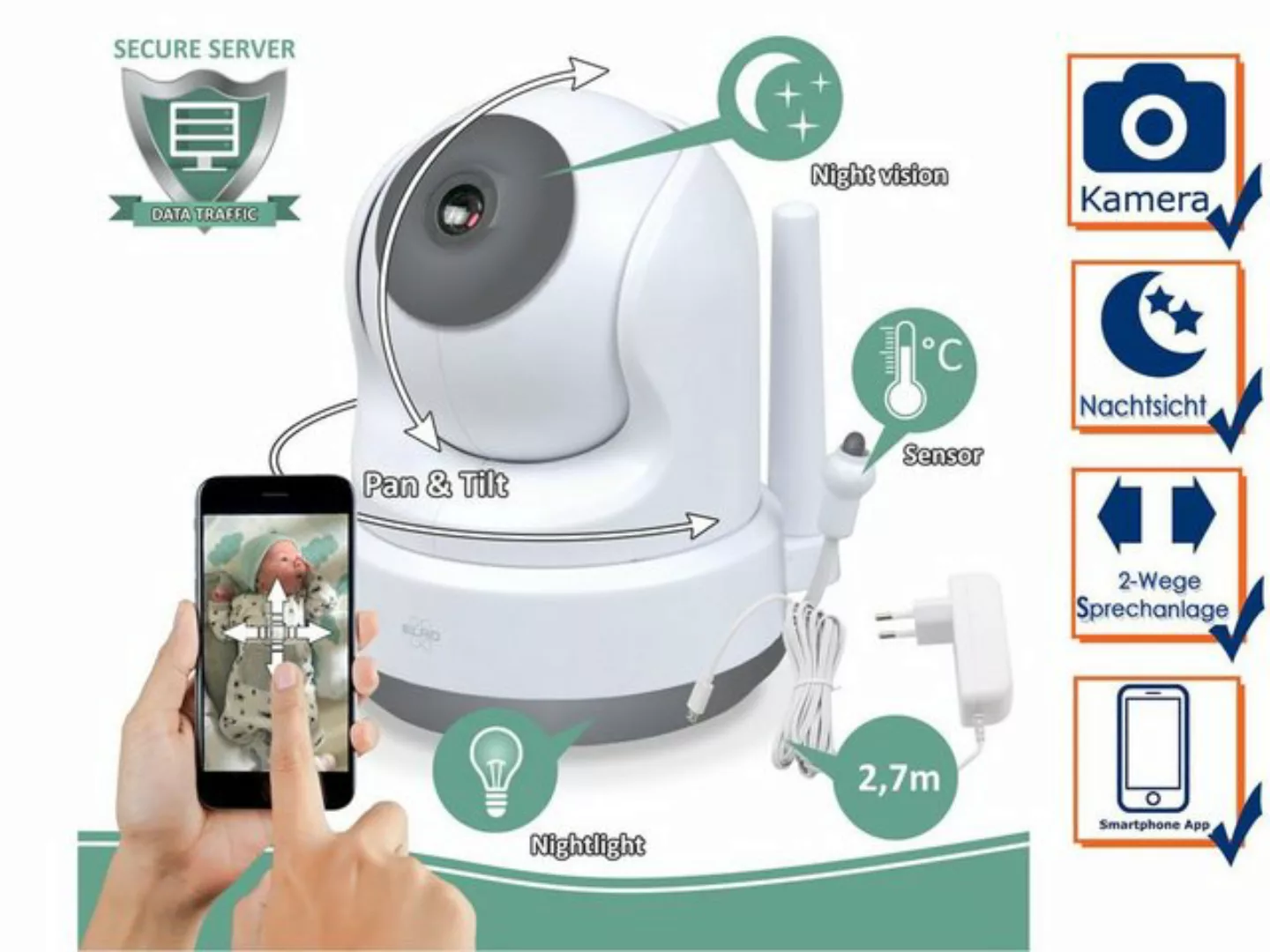 Elro Video-Babyphone, Zusatz Baby Cam für BC3000 Serie mit Nachtlicht, kost günstig online kaufen