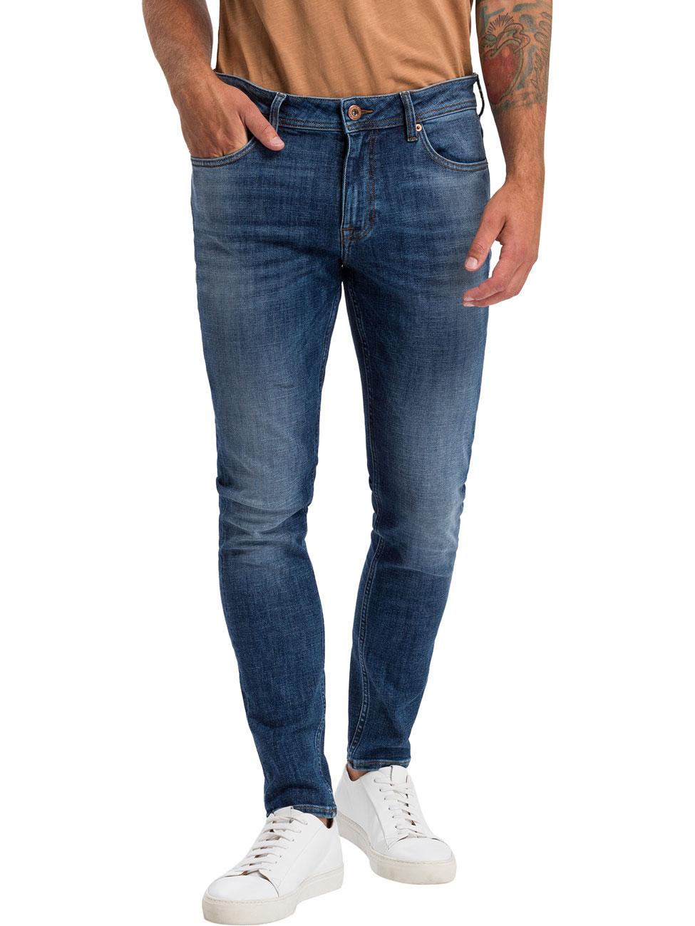 Cross Jeans Herren Jeans Scott - Skinny Fit - Blau - Mid Blue günstig online kaufen