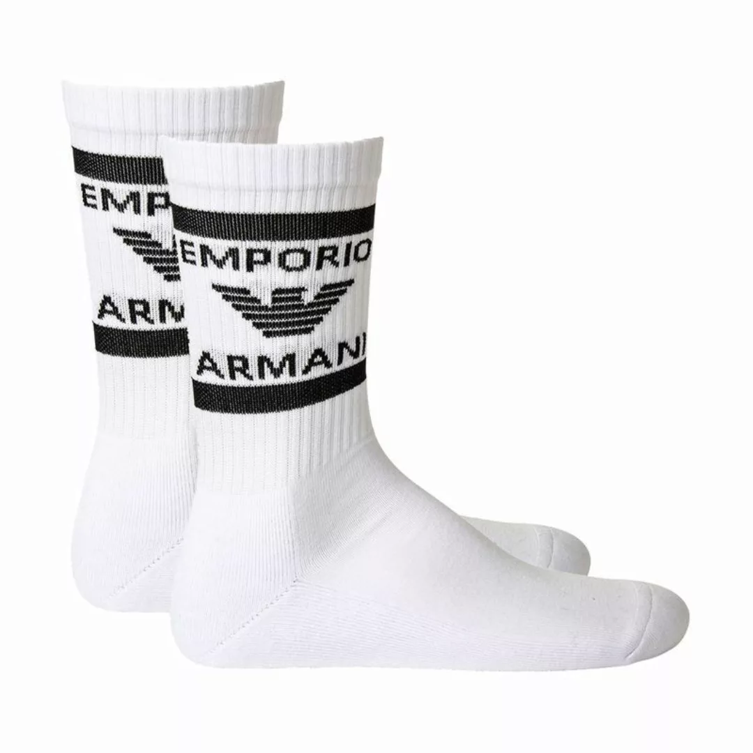 EMPORIO ARMANI Herren Sneakersocken, 2 Paar - Logo, One Size (39-46) Weiß/W günstig online kaufen