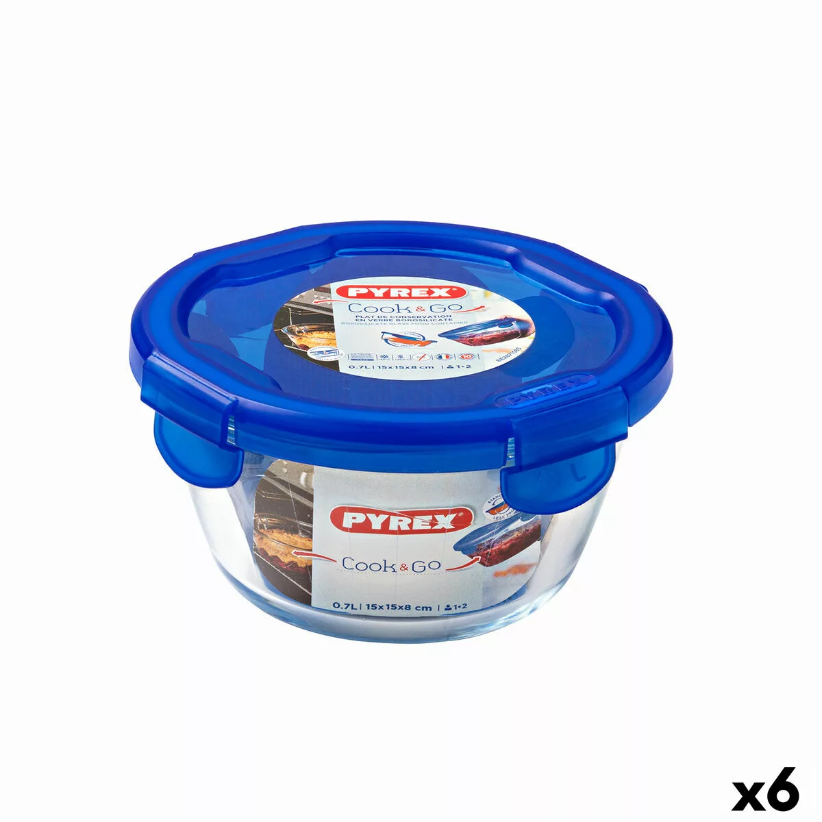 Lunchbox Hermetisch Pyrex Cook & Go 15,5 X 15,5 X 8,5 Cm Blau 700 Ml Glas ( günstig online kaufen