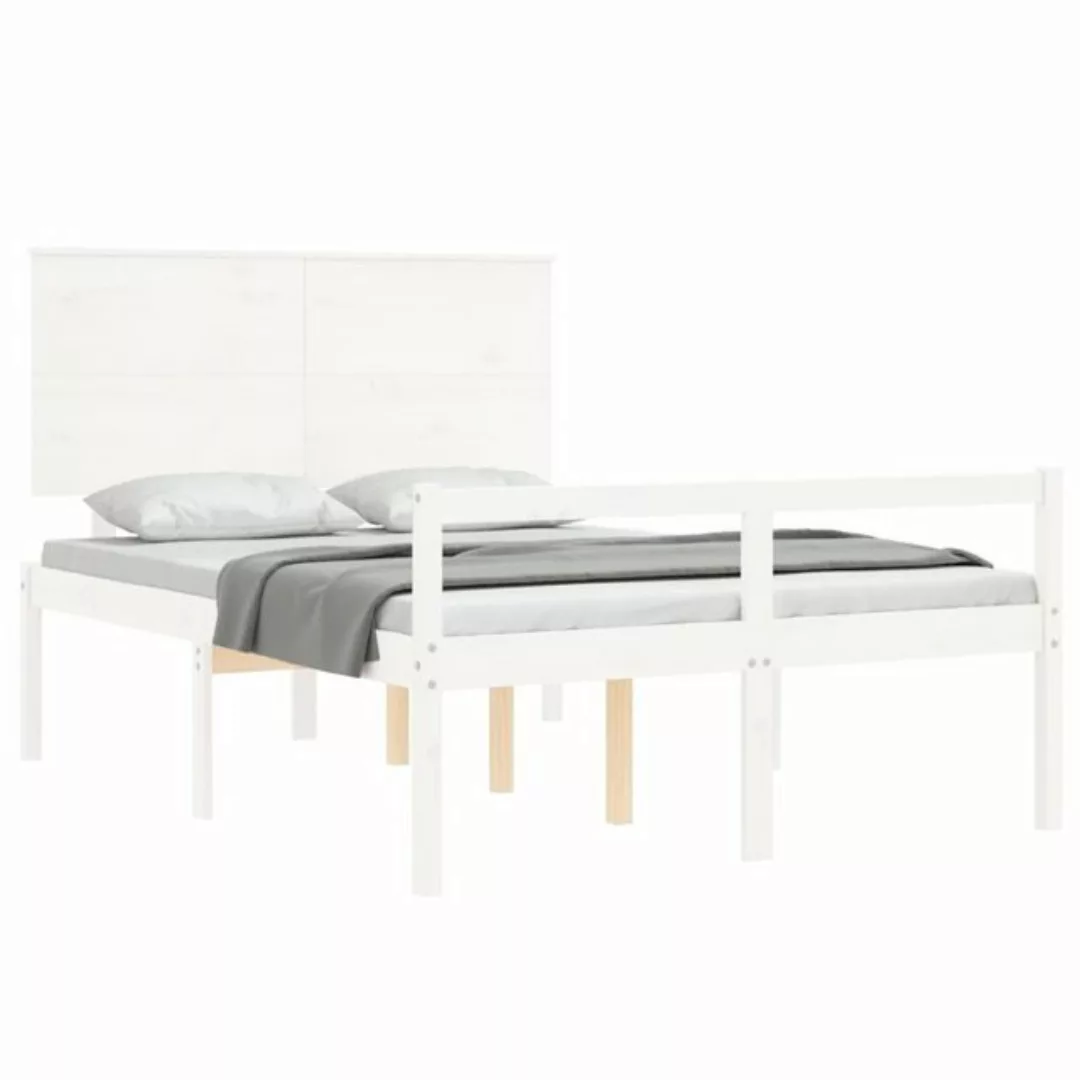 furnicato Bett Seniorenbett mit Kopfteil 140x190 cm Weiß Massivholz (1-tlg) günstig online kaufen