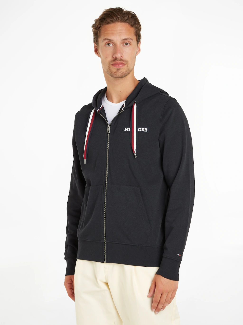 Tommy Hilfiger Kapuzensweatjacke "GLOBAL STRIPE HOODED ZIP THRU", mit Korde günstig online kaufen