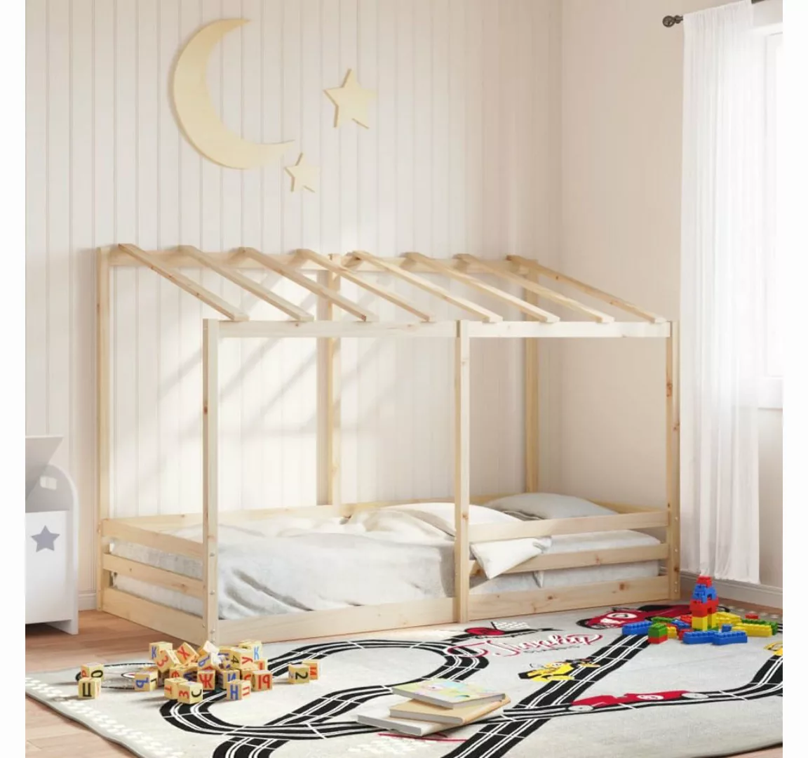 vidaXL Bett, Kinderbett mit Dach 100x200 cm Massivholz Kiefer günstig online kaufen