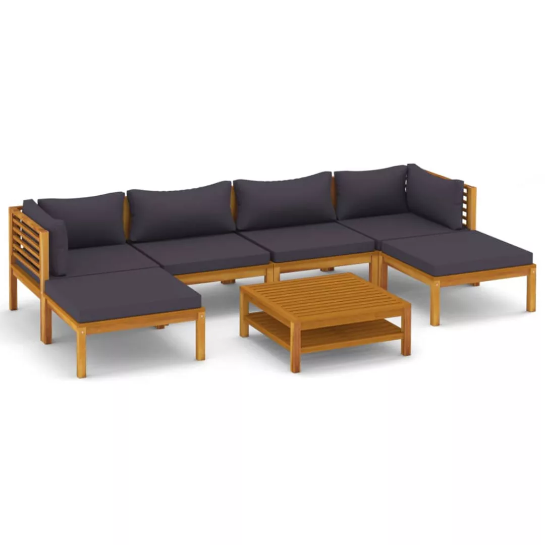 7-tlg. Garten-lounge-set Mit Auflage Massivholz Akazie günstig online kaufen