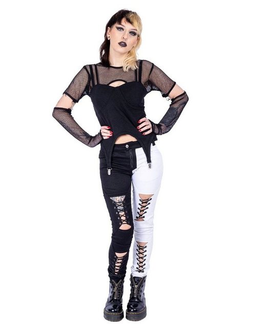 Heartless Crop-Top Lisha Gothic Netz Oberteil Punk Shirt Rave Mesh Cyberpun günstig online kaufen