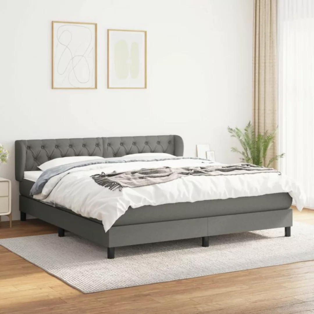 vidaXL Bettgestell Boxspringbett mit Matratze Dunkelgrau 160x200 cm Stoff B günstig online kaufen