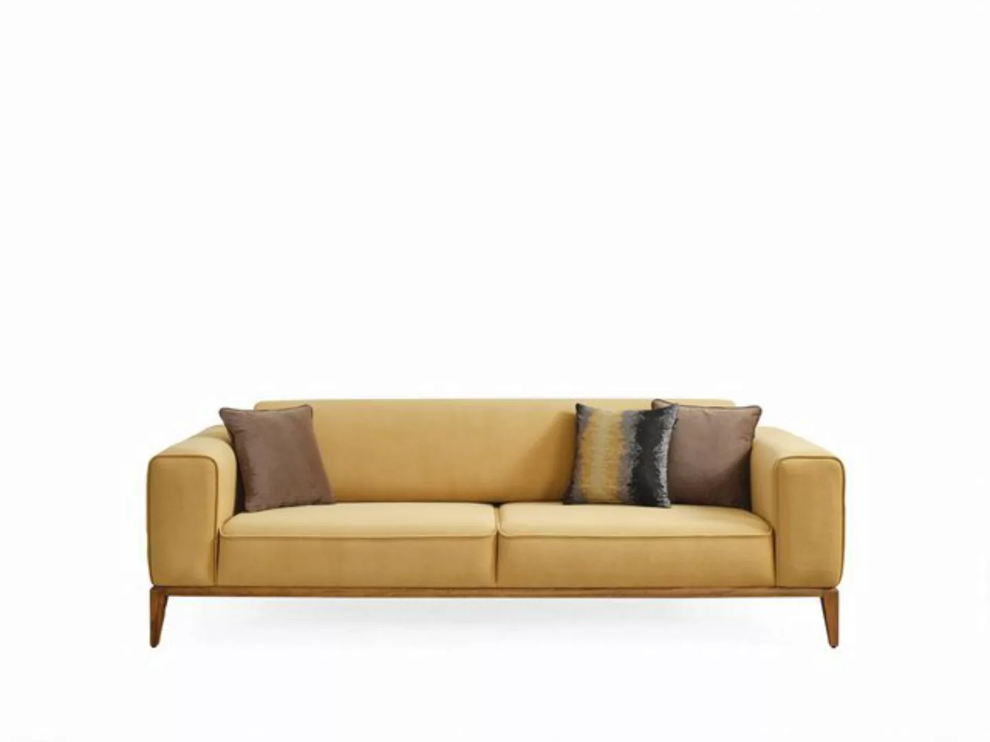 Xlmoebel Sofa Luxuriöses modernes gelbes Stoff-Sofa für drei Personen im Wo günstig online kaufen