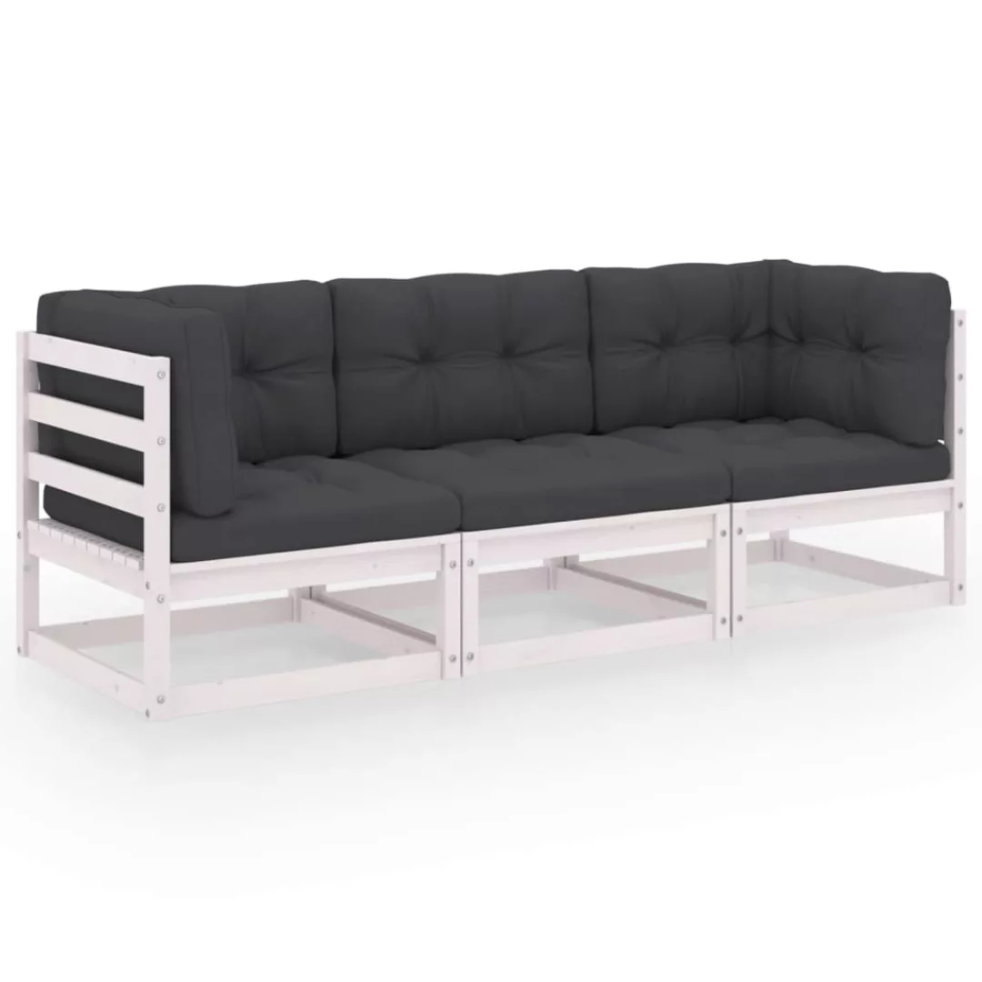 3-sitzer-gartensofa Mit Kissen Kiefer Massivholz günstig online kaufen