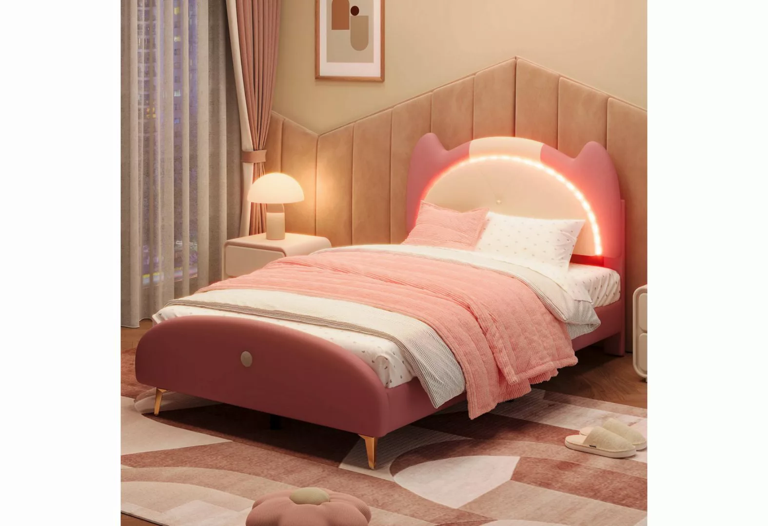 IDEASY Polsterbett Einzelbett, Kinderbett, Kinderbett mit Holzlatten, (Mit günstig online kaufen