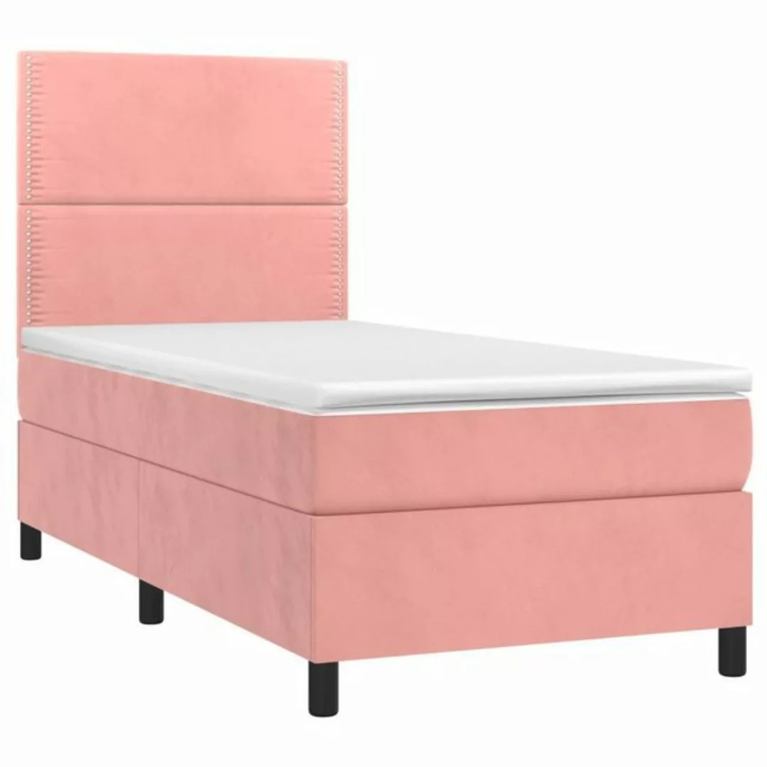 vidaXL Bett Boxspringbett mit Matratze Rosa 90x200 cm Samt günstig online kaufen