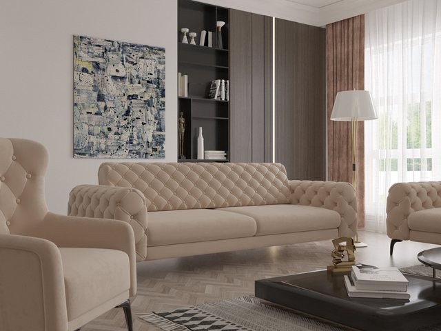 Möbeldreams Chesterfield-Sofa Sofa-Set Arizona Chesterfield Schlaffunktion günstig online kaufen