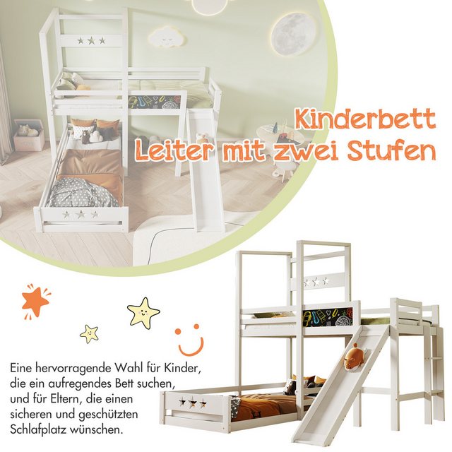 WISHDOR Kinderbett Etagenbett mit Tafel und Rutsche (Hochbett mit Leiter 90 günstig online kaufen