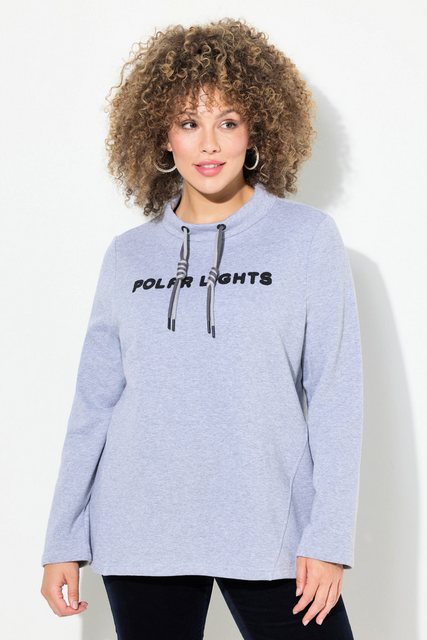 Ulla Popken Sweatshirt Sweater Schriftmotiv Stehkragen Langarm günstig online kaufen