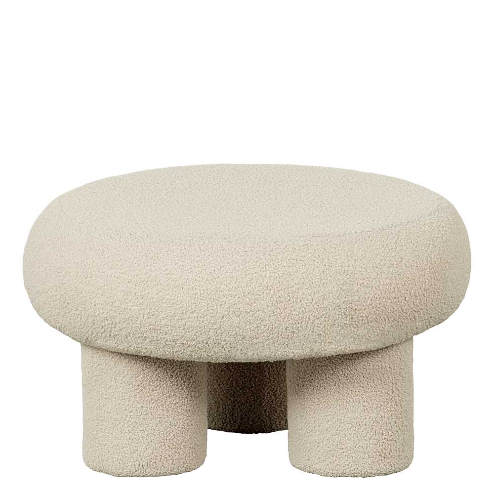 Hocker Beistellhocker aus Boucle Stoff im Skandi Design günstig online kaufen