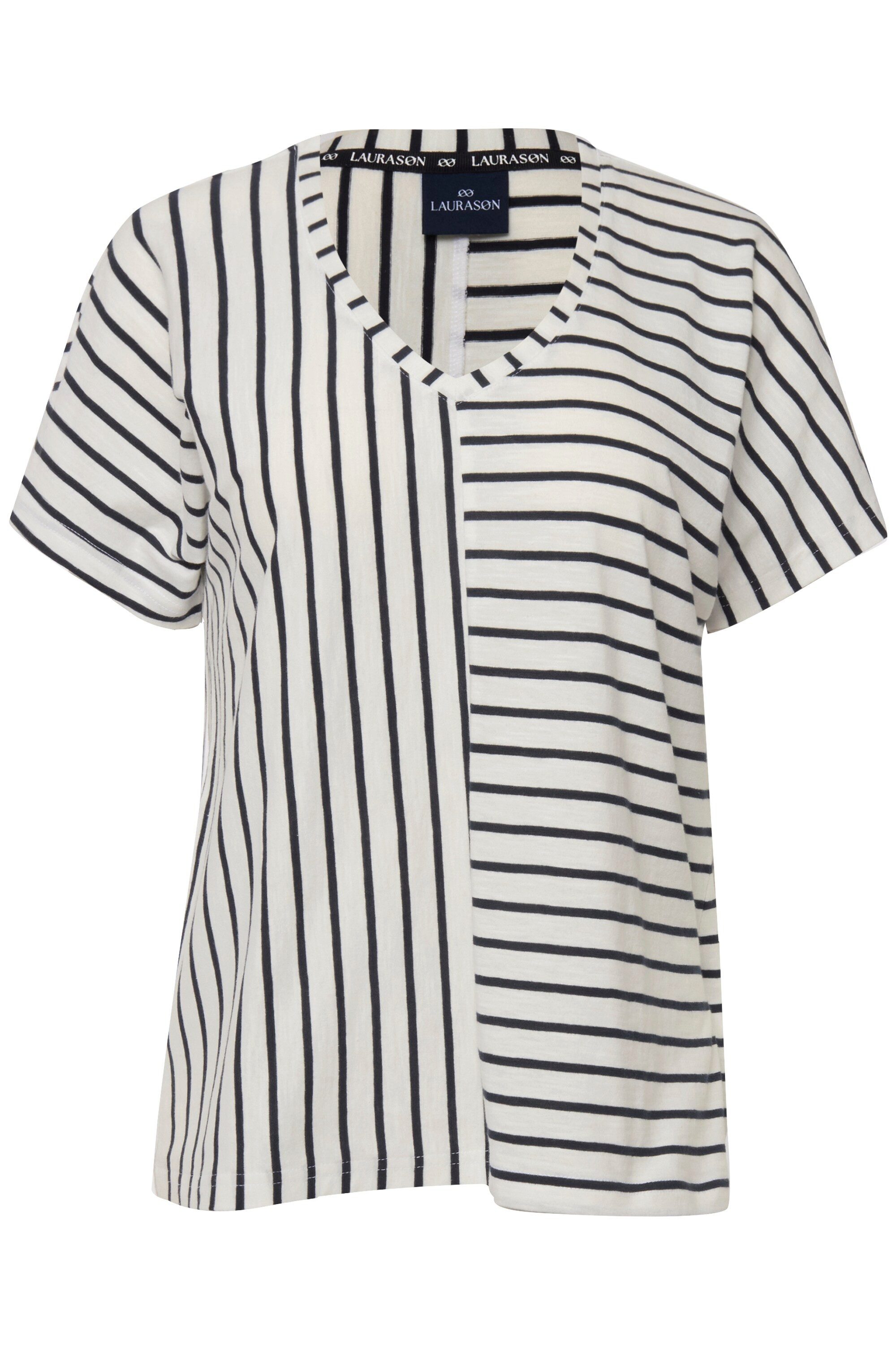 Laurasøn T-Shirt T-Shirt Ringelmix V-Ausschnitt Halbarm günstig online kaufen