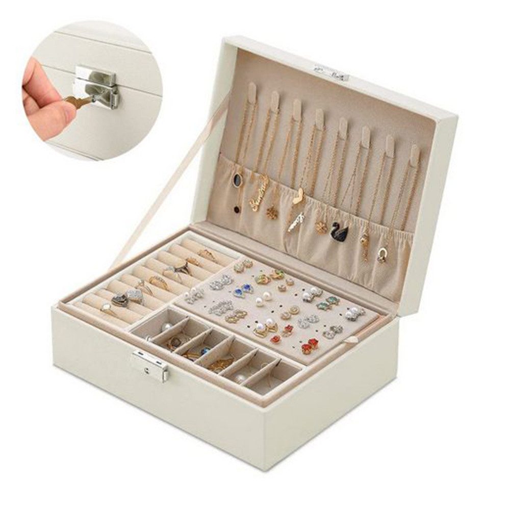 FOUORTUNATE-BEE Schmuckkasten 2-schichtiger Schmuckkasten mit Schloss, günstig online kaufen
