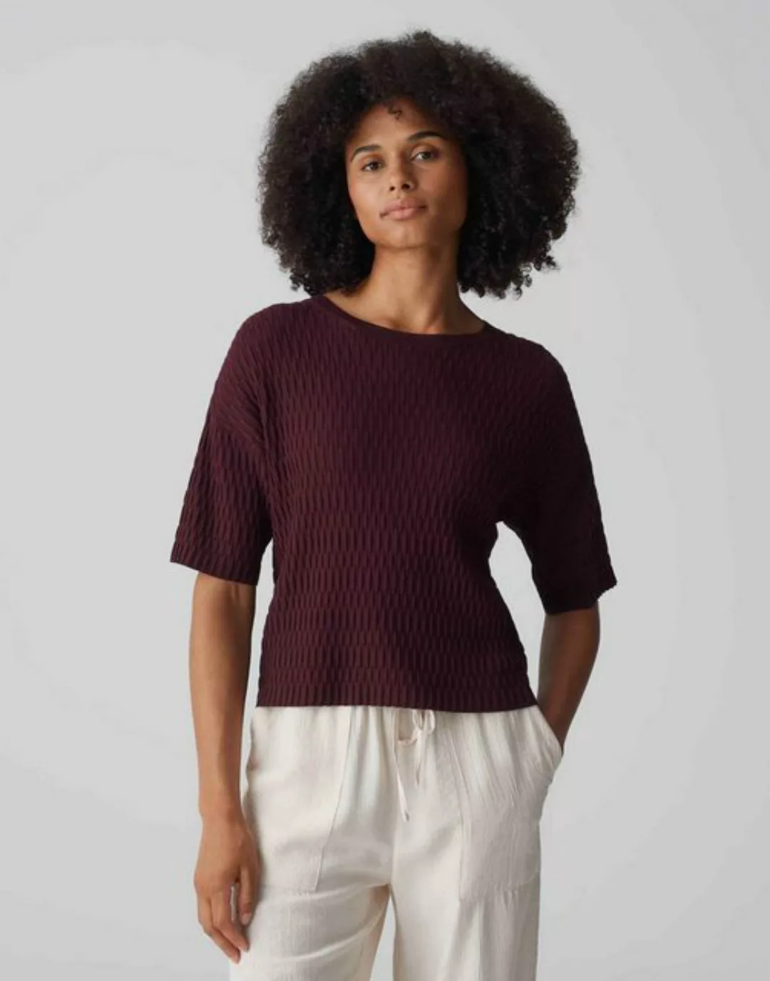 OPUS Strickpullover Pinu structure Boxy Silhouette cropped Länge Feinstrick günstig online kaufen