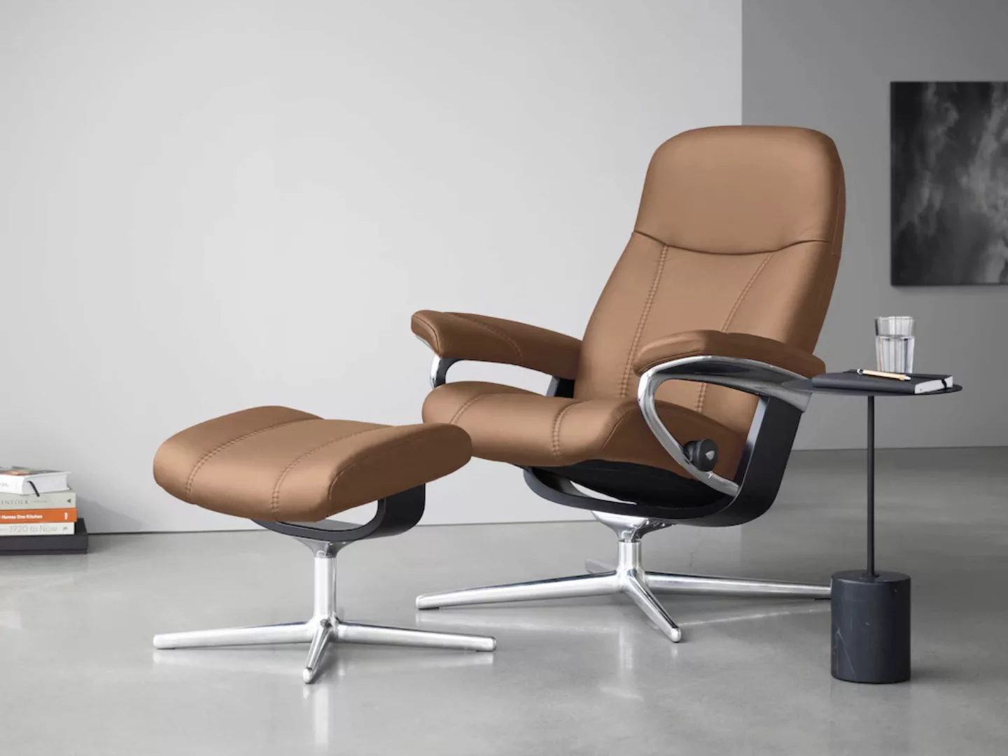 Stressless Fußhocker "Consul", mit Cross Base, Größe S, M & L, Holzakzent S günstig online kaufen