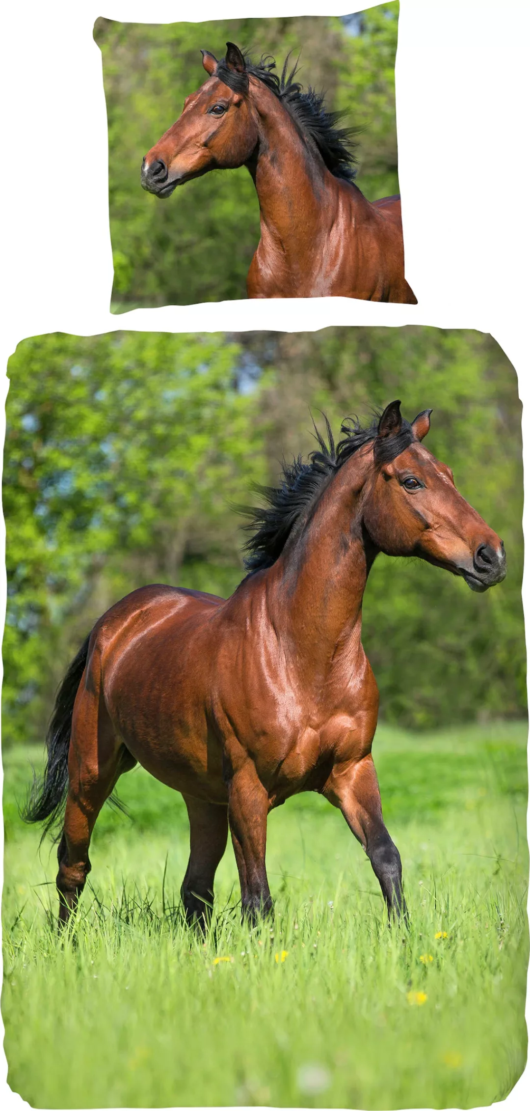 good morning Kinderbettwäsche »Running horse«, Baumwolle, 135x200, 2 Teilig günstig online kaufen