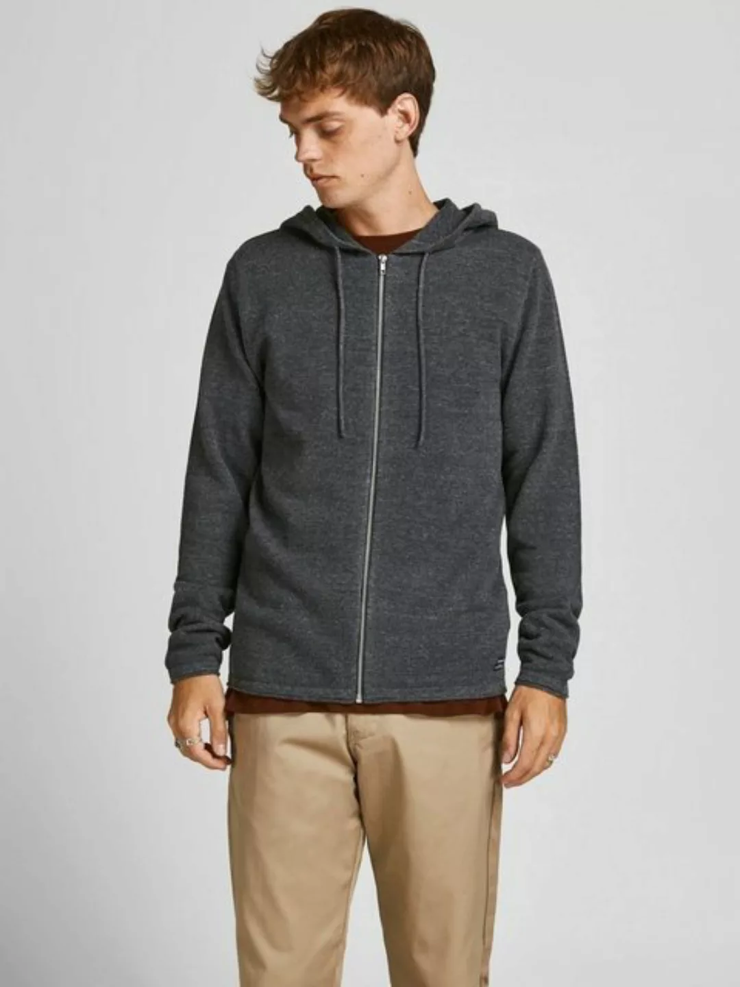 Jack & Jones Hill Strickjacke M Dark Grey Melange / Detail Melange günstig online kaufen