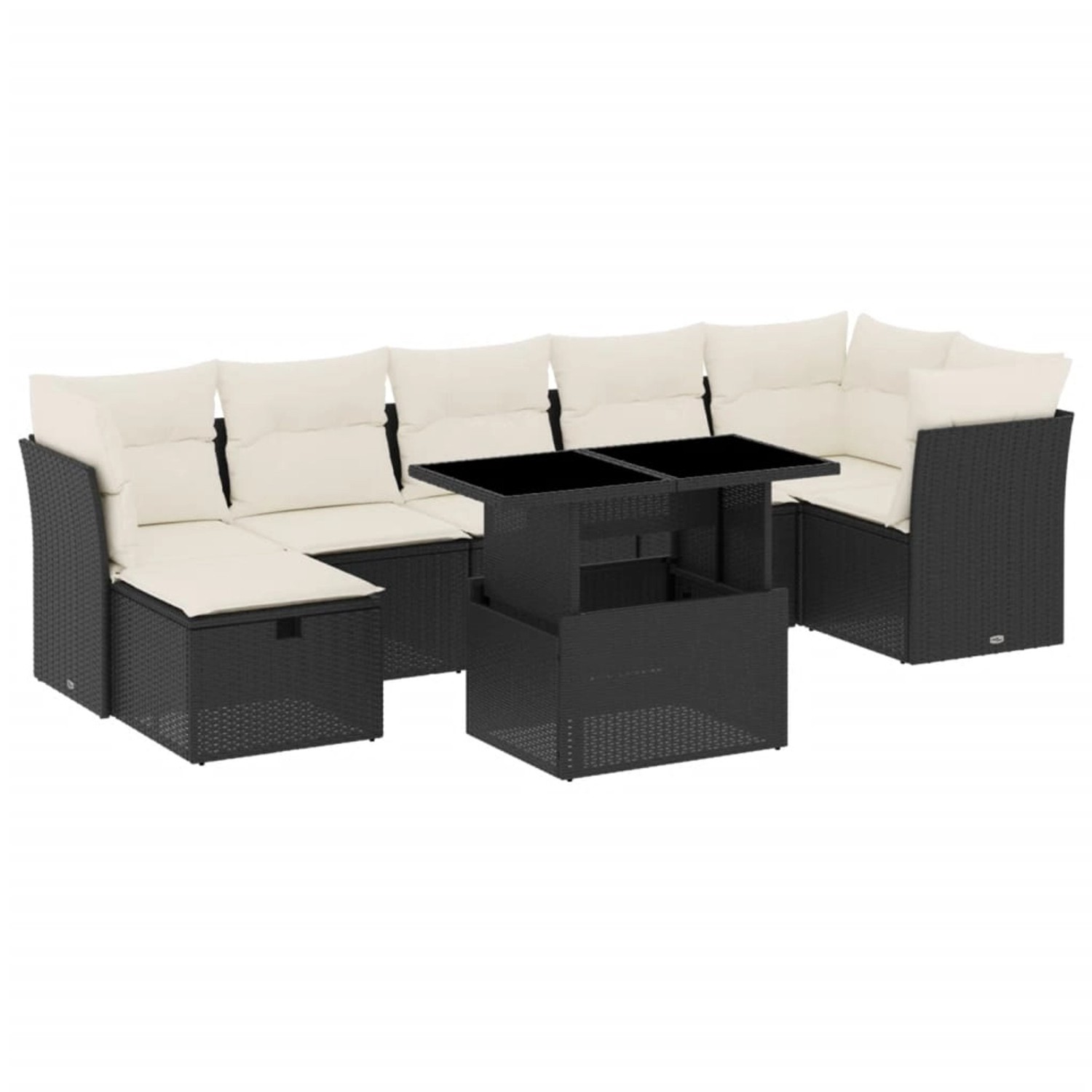 vidaXL 8-Tlg Garten-Sofagarnitur mit Kissen Schwarz Poly Rattan 3274666 günstig online kaufen