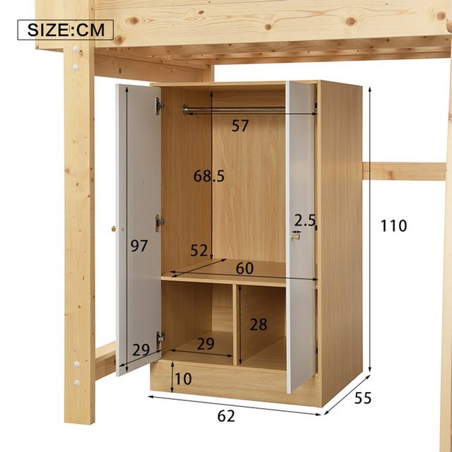 Ulife Kleiderschrank Kinderkleiderschrank mit Stange, 2-türiger Kleiderschr günstig online kaufen