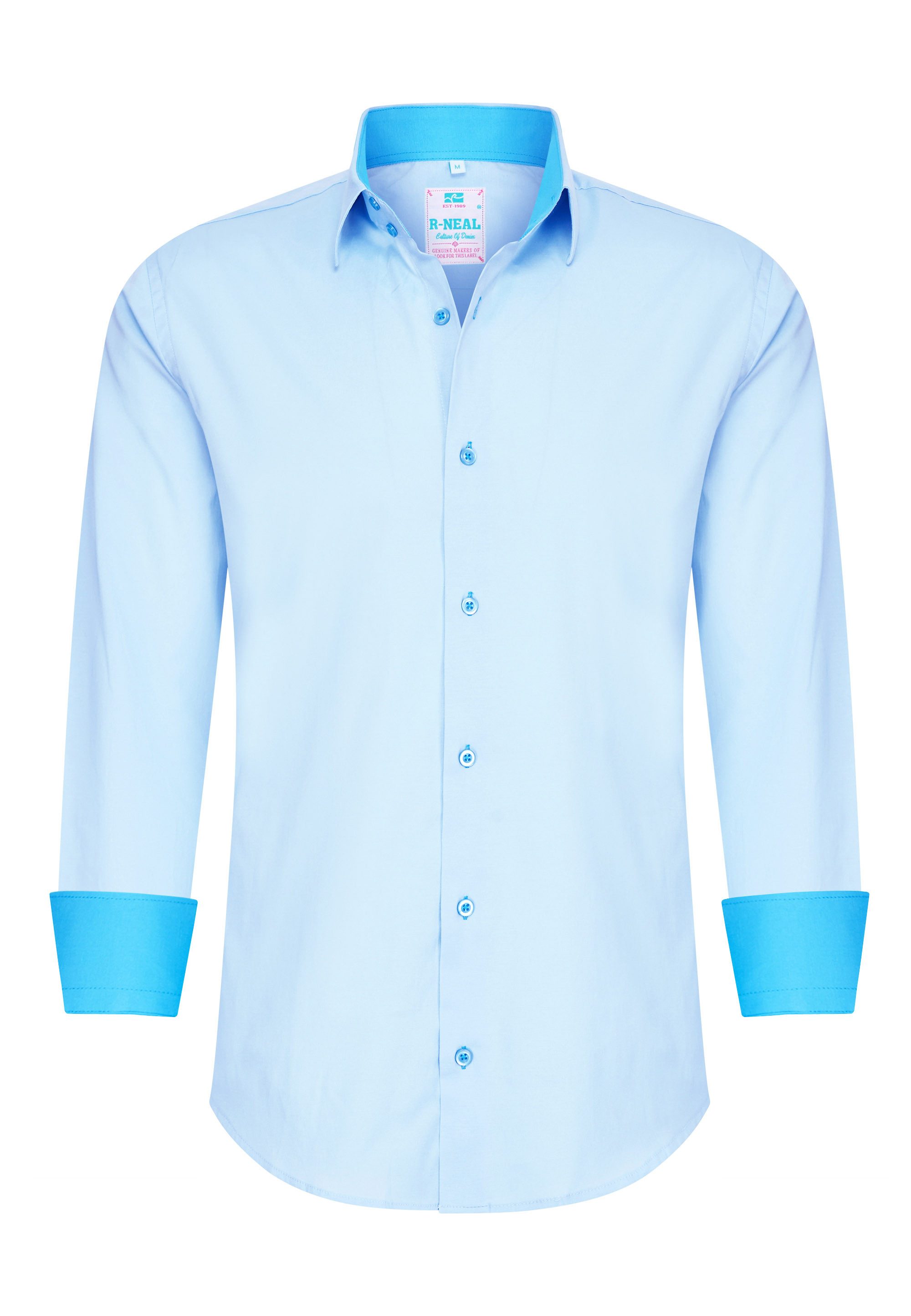 R-NEAL Businesshemd Pastellhemd Herren Slim Fit günstig online kaufen