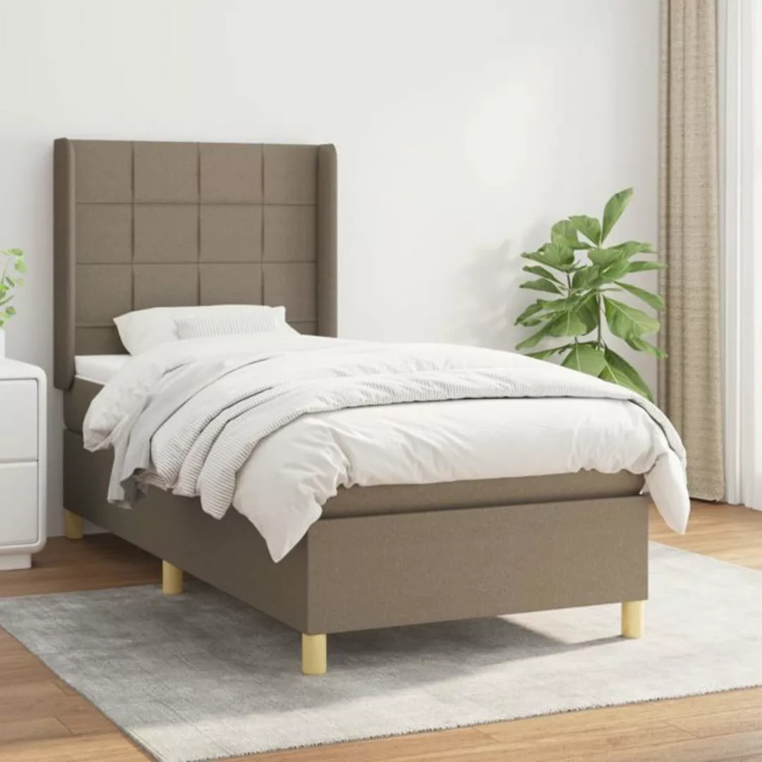 vidaXL Boxspringbett Boxspringbett mit Matratze Taupe 80x200 cm Stoff Bett günstig online kaufen