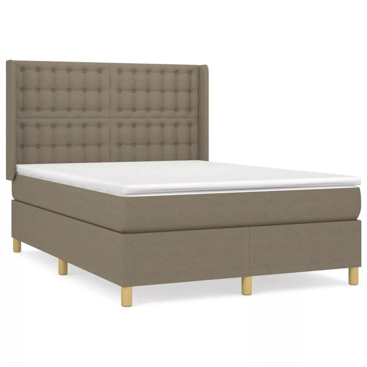 Vidaxl Boxspringbett Mit Matratze Taupe 140x200 Cm Stoff günstig online kaufen