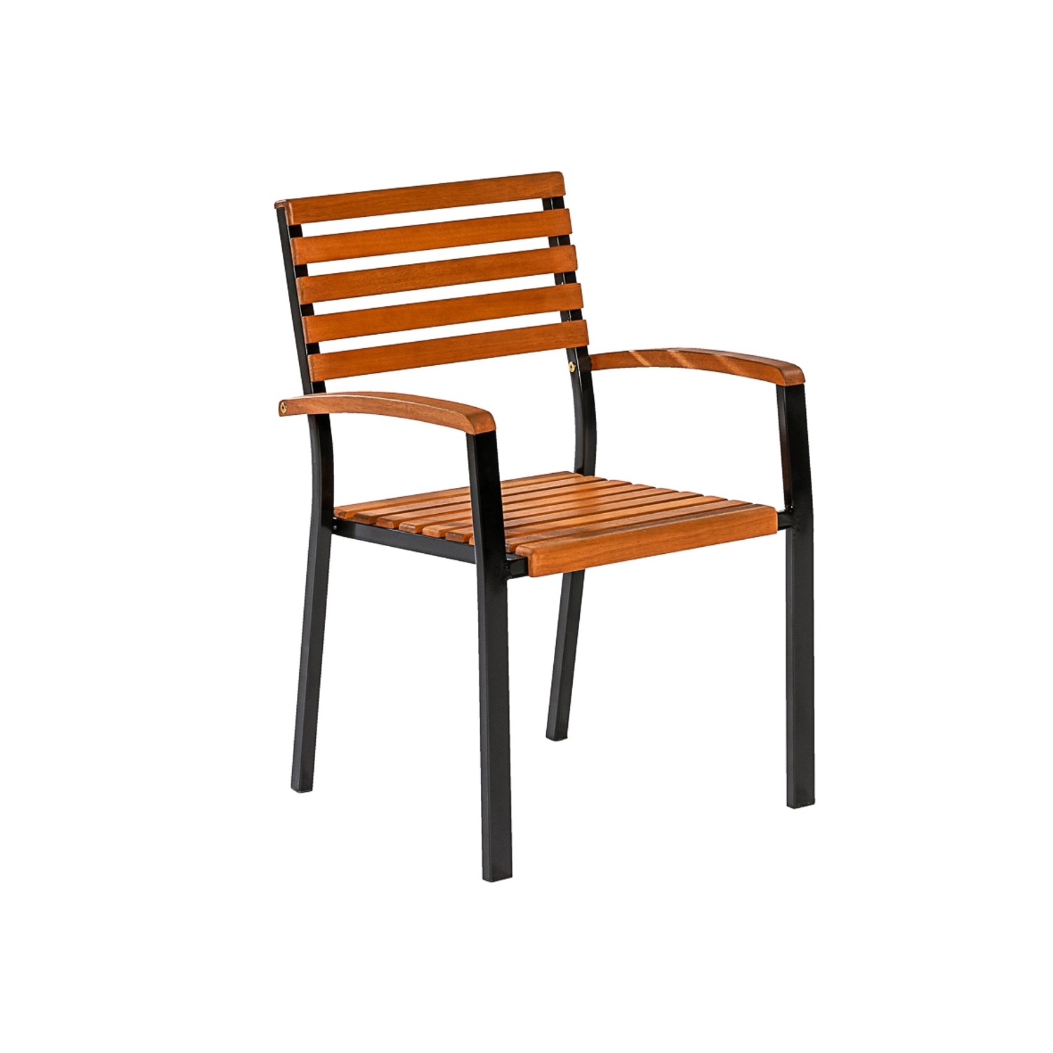 Merxx Schlossgarten Stapelsessel 2er-Set Flachstahl Schwarz Eukalyptus günstig online kaufen