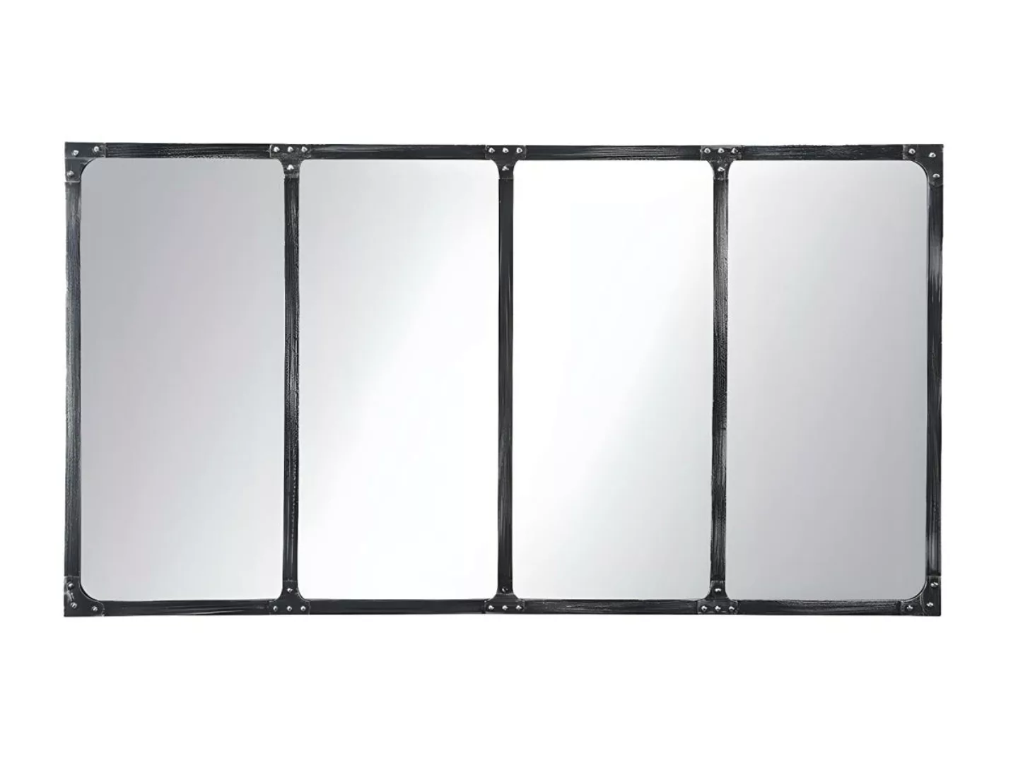 Spiegel industriell Fenster-Optik - Eisen - 140 x 51 cm - Schwarz - MAASTRI günstig online kaufen