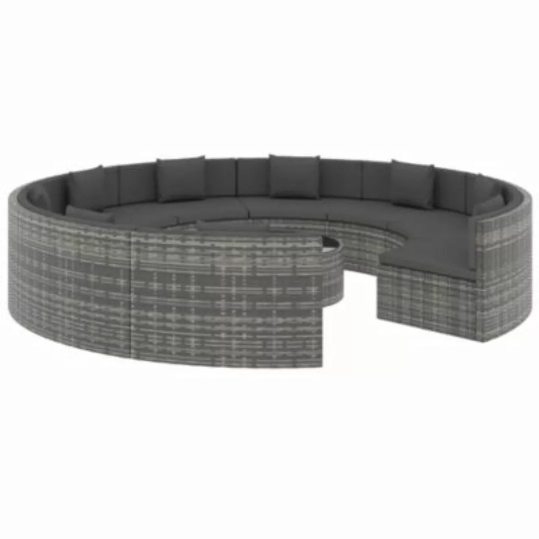 vidaXL 10-tlg. Garten-Lounge-Set mit Auflagen Poly Rattan Schwarz grau günstig online kaufen