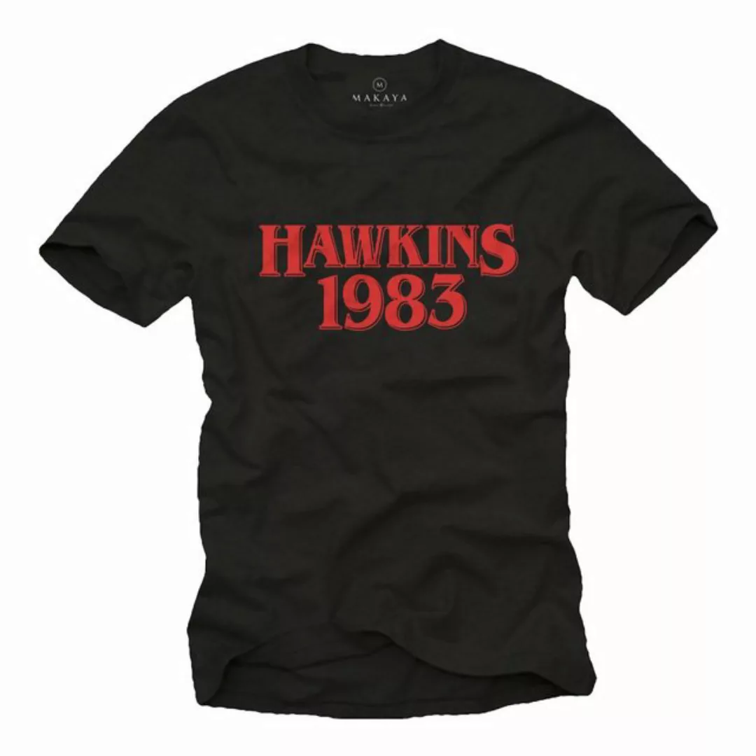 MAKAYA Print-Shirt Herren Aufdruck Hawkins 1983 Strager Motiv 011 Elfie Dus günstig online kaufen